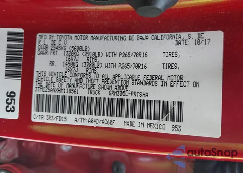 2017 Toyota Tacoma Trd Off Road z USA, uszkodzony, nr VIN 3TMCZ5ANXHM118561